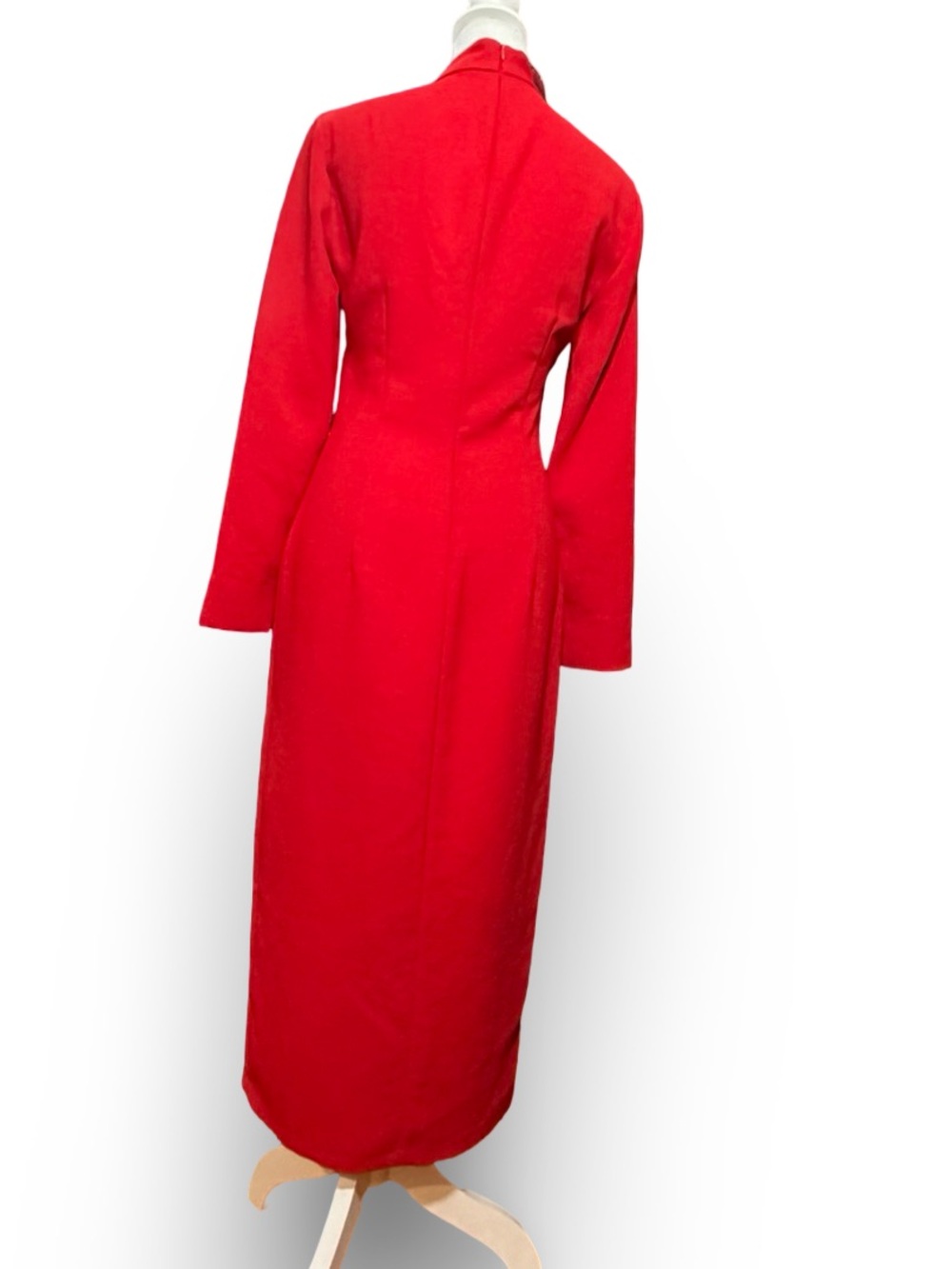 Zara Red Mandarin Collar Midi Dress with Frog Fasteners S - Picture 9 of 14